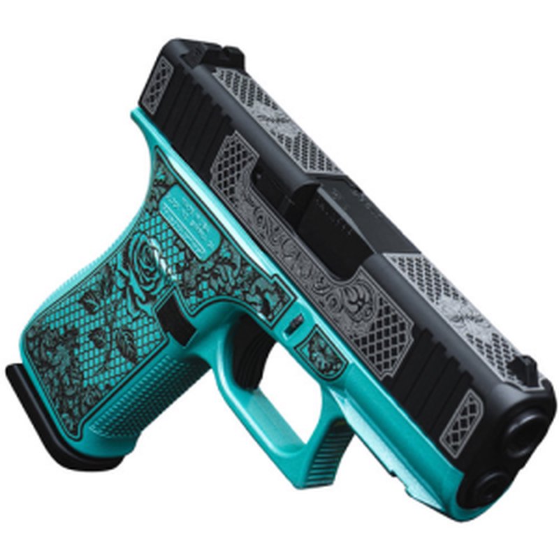 Glock G43X 9mm Pistol 3.41 Inch Barrel Blue Lace Cerakote Rose