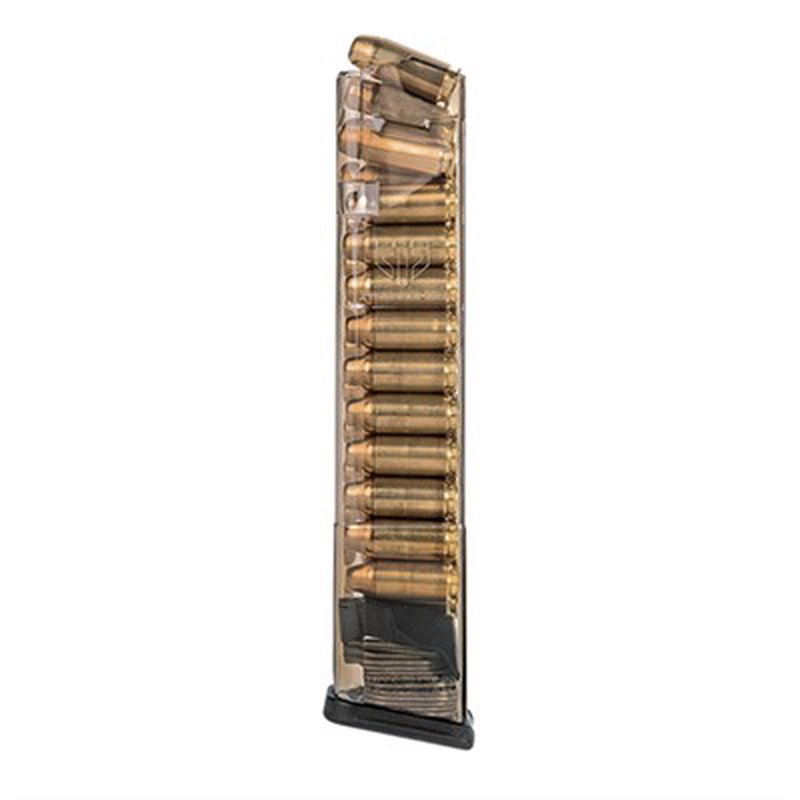 Elite Tactical Glock 22/23/24/27/35 40 S&W 24rd Extended Magazine, Clear Polymer (GLK-22-170, 24-round / 170mm)
