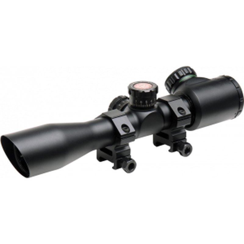 TruGlo TG8504TL Tru-Brite 4x 32mm Obj 22.5 ft @ 100 yds FOV 1 in Tube Dia Black Illuminated Mil-Dot, 3 Color