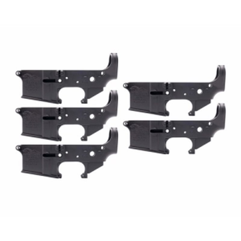 Anderson Manufacturing AM-15 Multi-Caliber Stripped AR-15 Lower Receiver, Open Trigger, Black, 5 Pack
