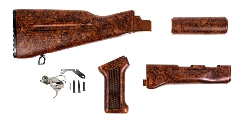 PSA AK Imitation Bakelite Furniture Set w/ PSA Custom AK-47 Enhanced Polished Nickel Boron Fire Control Group