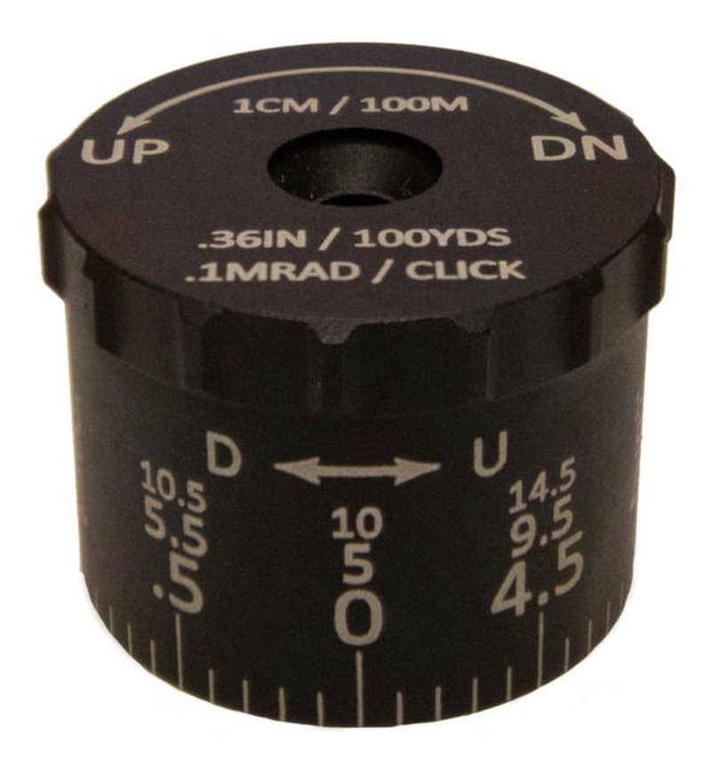 Sightron SIII6 24x50mm Tactical elevation Knob, 0.1 MRAD, 14.5 MRAD
