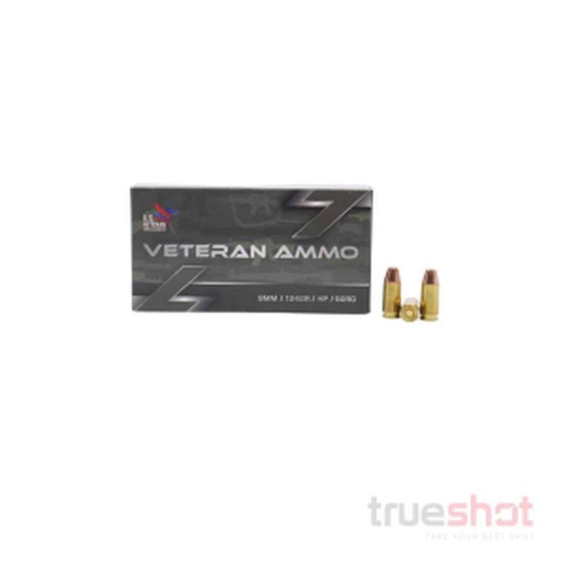 Veteran 9mm 124 Grain JHP Hornady XTP Brass-Cased Ammunition