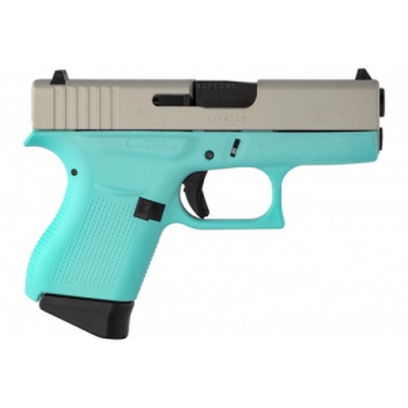 Glock G43 9mm 3.39" 6rd Pistol Robins Egg Blue/Silver Aluminum Slide