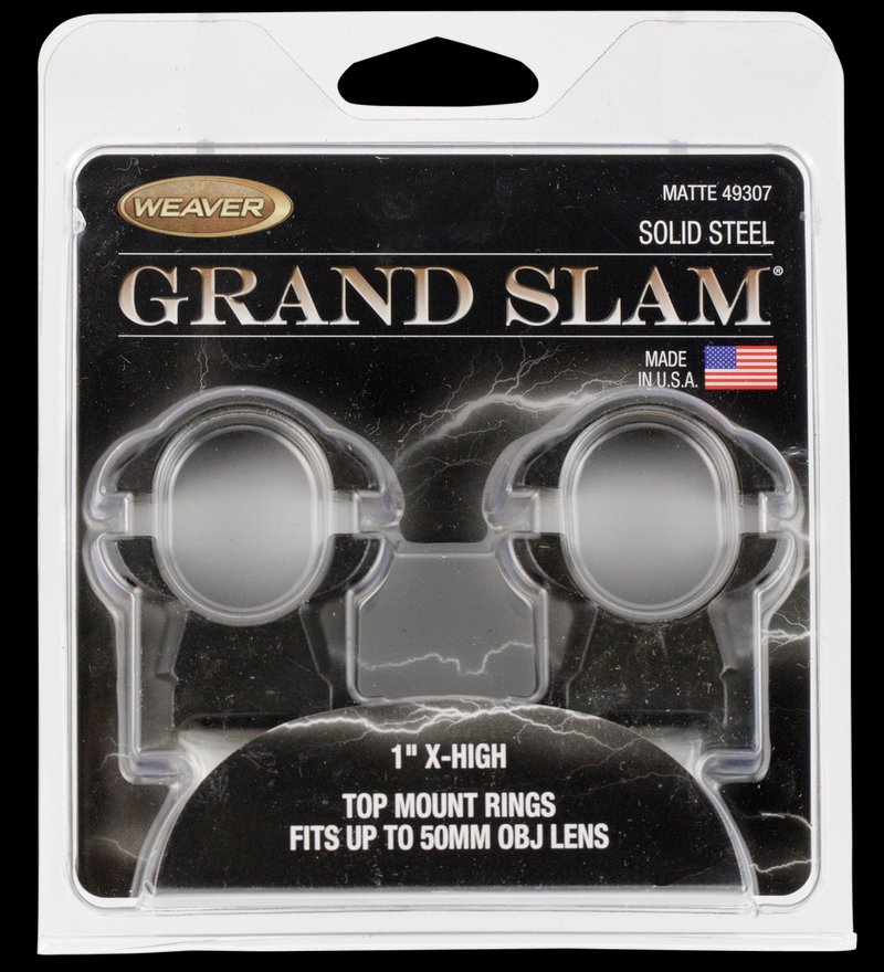 Weaver Mounts Grand Slam 1-Inch Scope Rings Extra High Matte Black Solid Steel