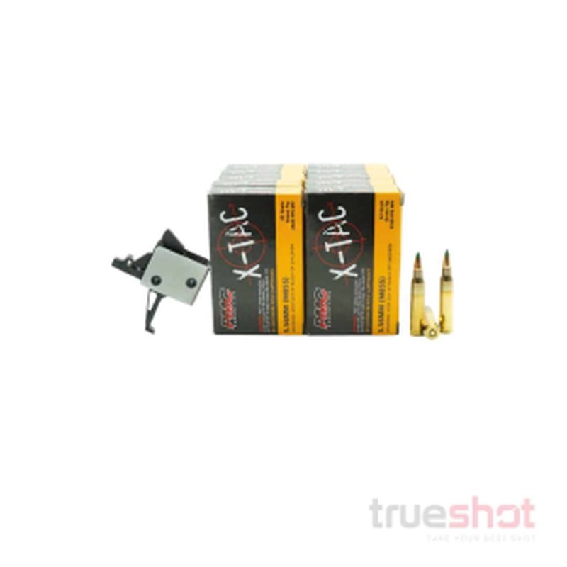 True Shot Ammo CMC 2-Stage 2 lb Flat Drop-In AR-15 Trigger Bundle with PMC Ammo