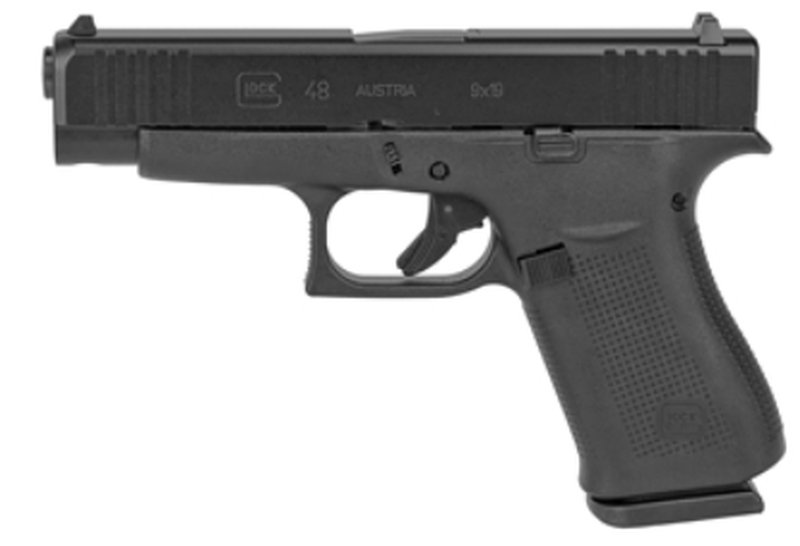 Glock G48 Compact Slimline 9mm Pistol, 4.17 in Barrel, nDLC Black, Fixed Sights