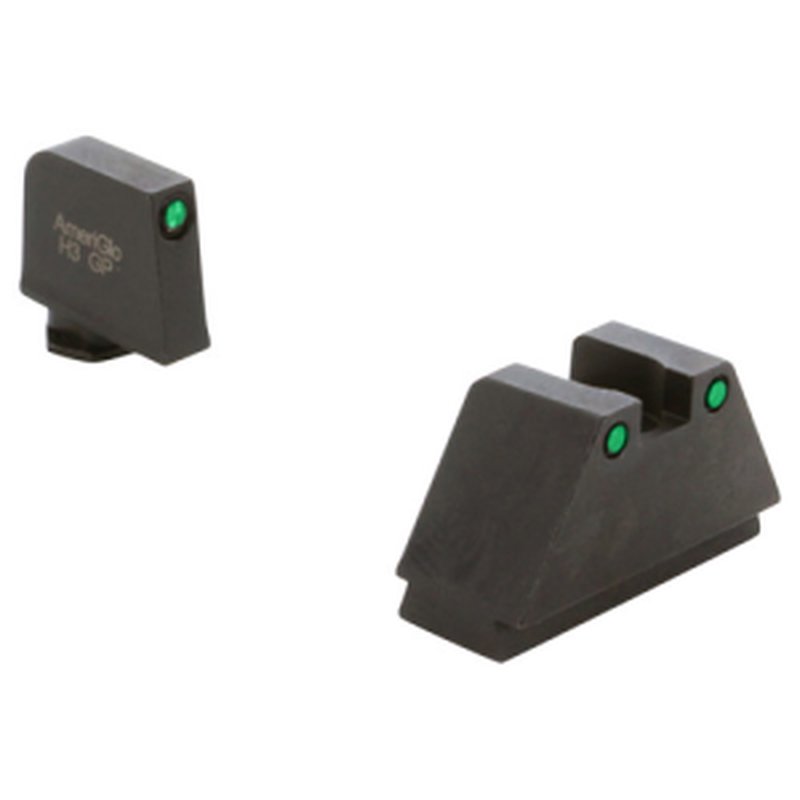 AmeriGlo GL-815 Glock 3XL Night Sights Tall Suppressor Set (Optic Compatible) (3-dot) — Green/Black Outline