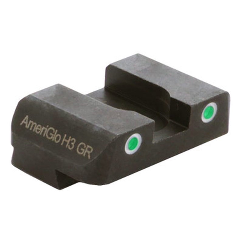 AmeriGlo Pro Green Tritium 2-Dot Rear Sight Glock White Outline