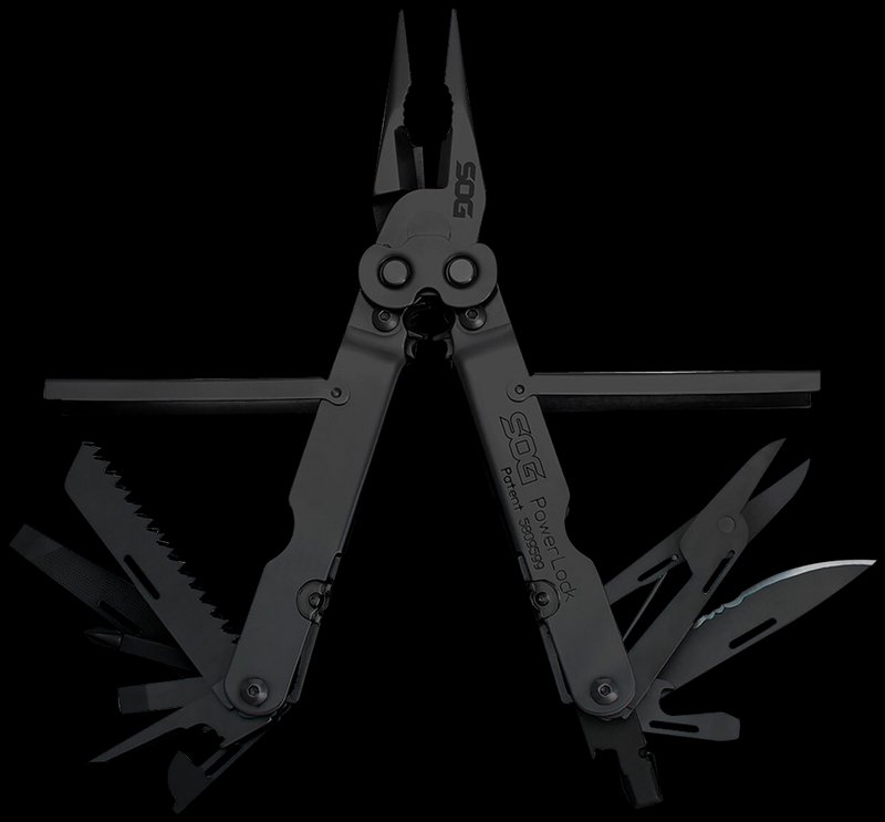 S.O.G PowerLock Explosive Ordnance Disposal Multi-Tool Black Oxide 420 Stainless 18 Tools