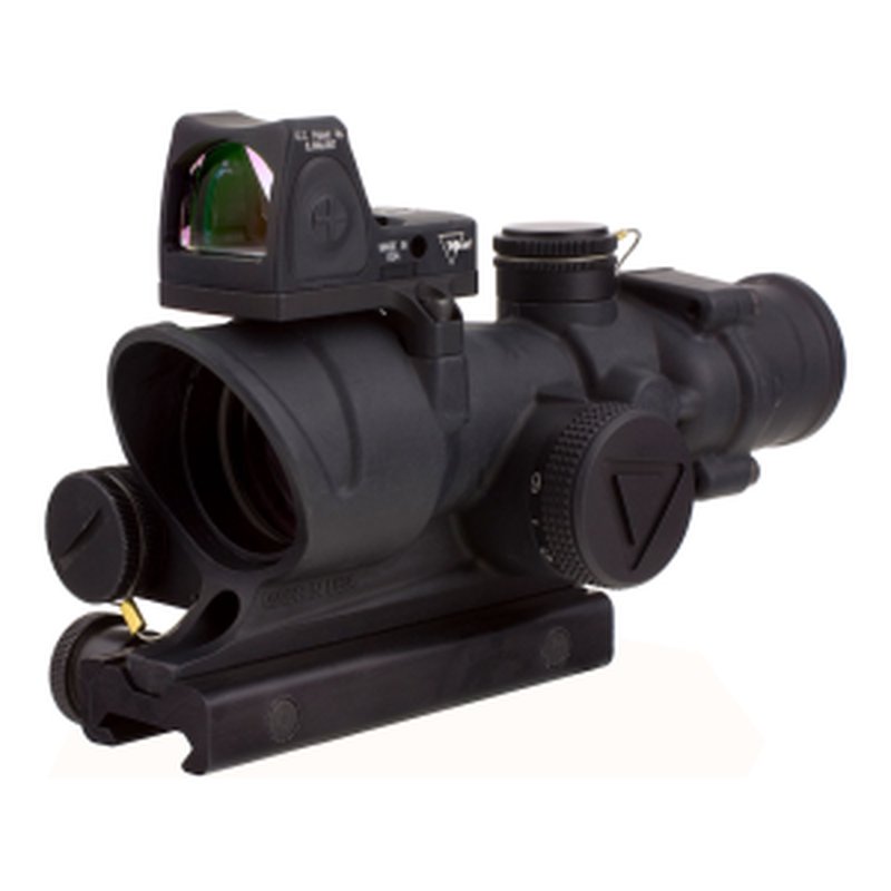 Trijicon ACOG Rifle Scope 4x 32mm LED Illuminated Red Crosshair 223 Remington Reticle with 3.25 MOA RMR Type 2 Adjustable LED Red Dot Sight and Colt Knob Thumbscrew Mount Matte Black