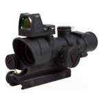 Trijicon ACOG Rifle Scope 4x 32mm LED Illuminated Red Crosshair 223 Remington Reticle with 3.25 MOA RMR Type 2 Adjustable LED Red Dot Sight and Colt Knob Thumbscrew Mount Matte Black
