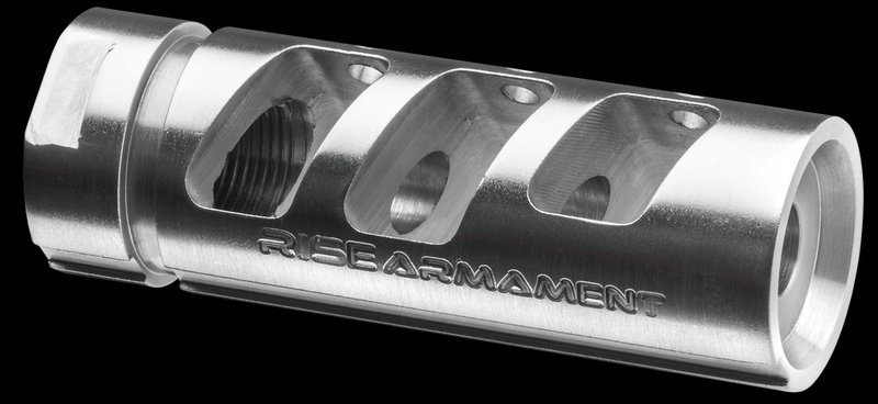 Rise Armament RA-701 AR-15 Compensator 1/2-28 Stainless Silver