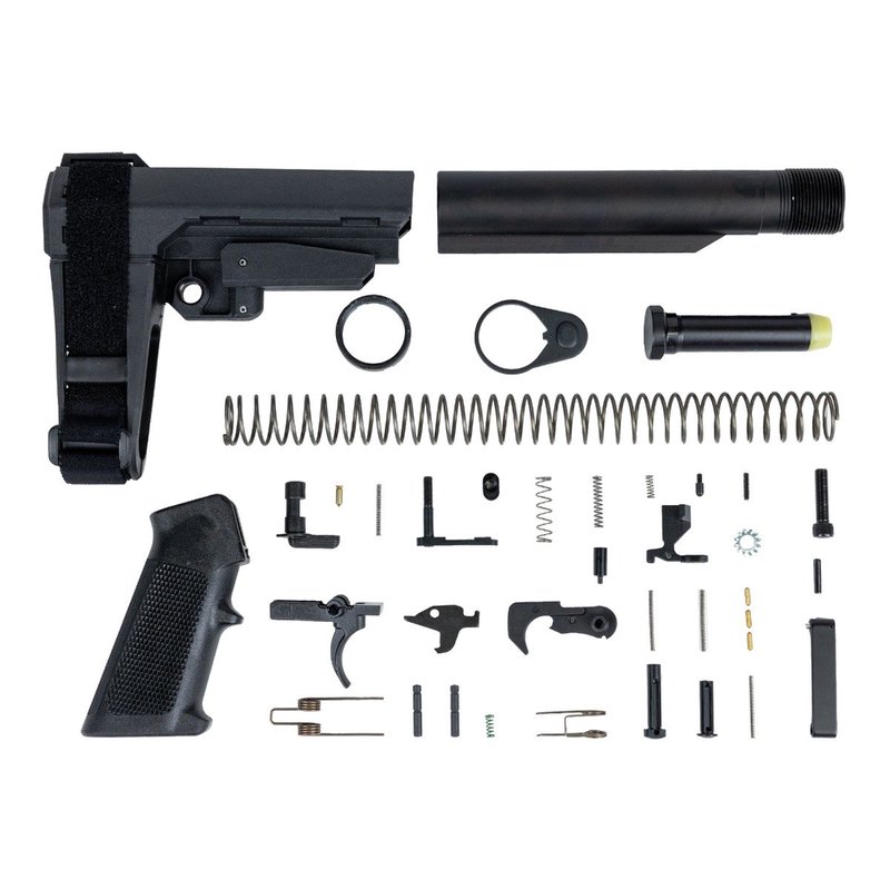 PSA Pistol Lower Build Kit With Adjustable SB Tactical Brace, Black