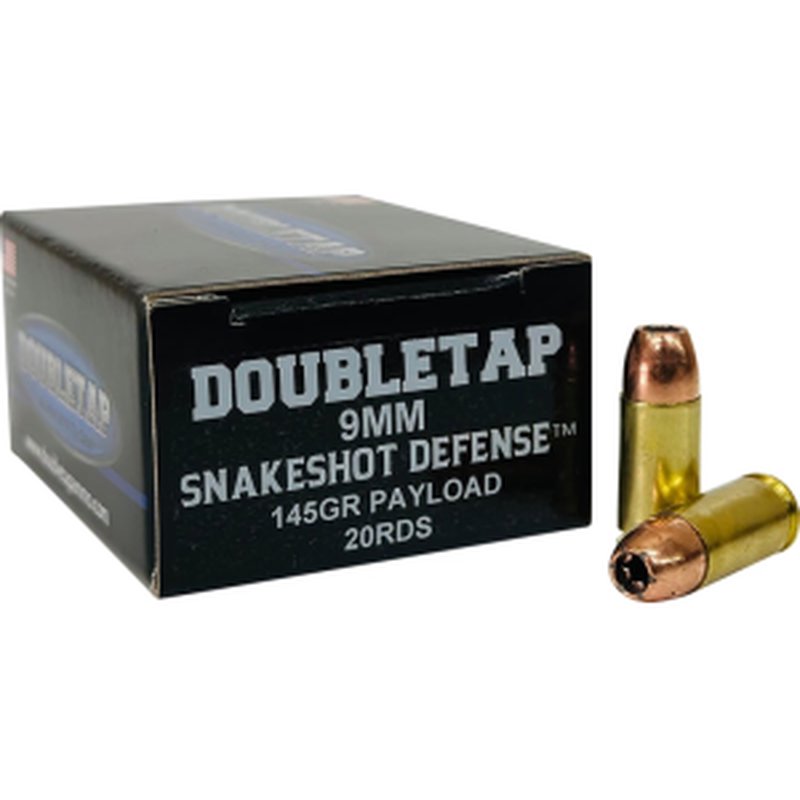 DoubleTap Defense 9mm Luger Snake Shot Defense 145gr JHP + #9 Shot Ammo 20rd (9MMSS20)