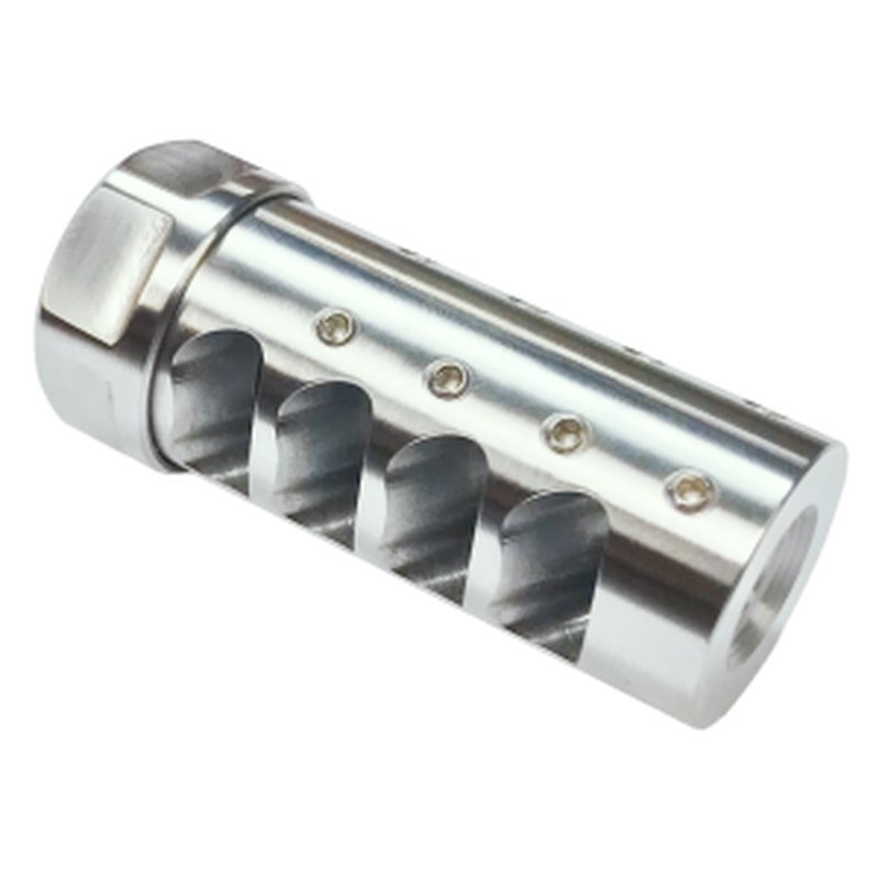 American Precision Arms Gen 3 Little Bastard Self Timing Brake Stainless Steel with 5/8"-24 tpi Threads, 2.55" OAL & 1" Diameter for 338 Cal