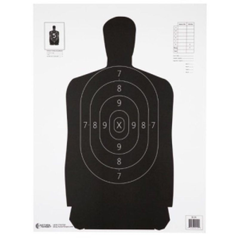 Action Target B-34 Qualification 17.5x23" Shooting Target, Black - 100 Pack
