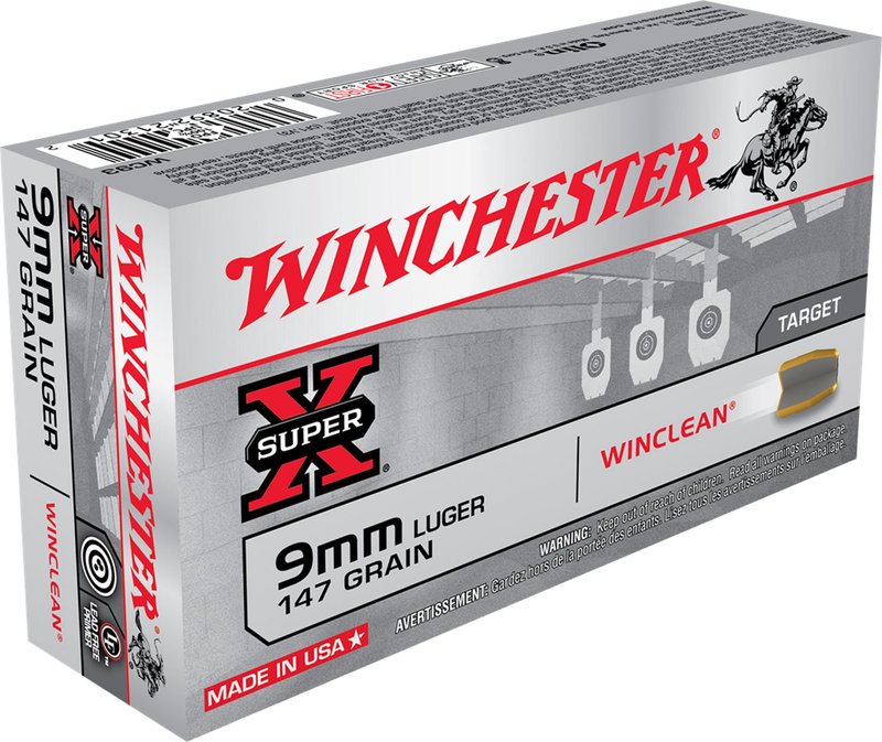 Winchester Super-X 9mm Luger Ammunition - 147 Grain Brass Enclosed Base