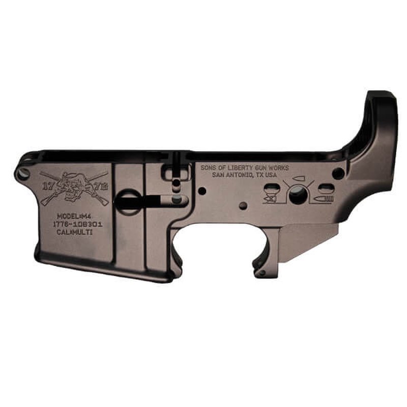 Sons of Liberty Gun Works Angry Patriot Logo Stripped Lower Receiver L-AP-A-BLK