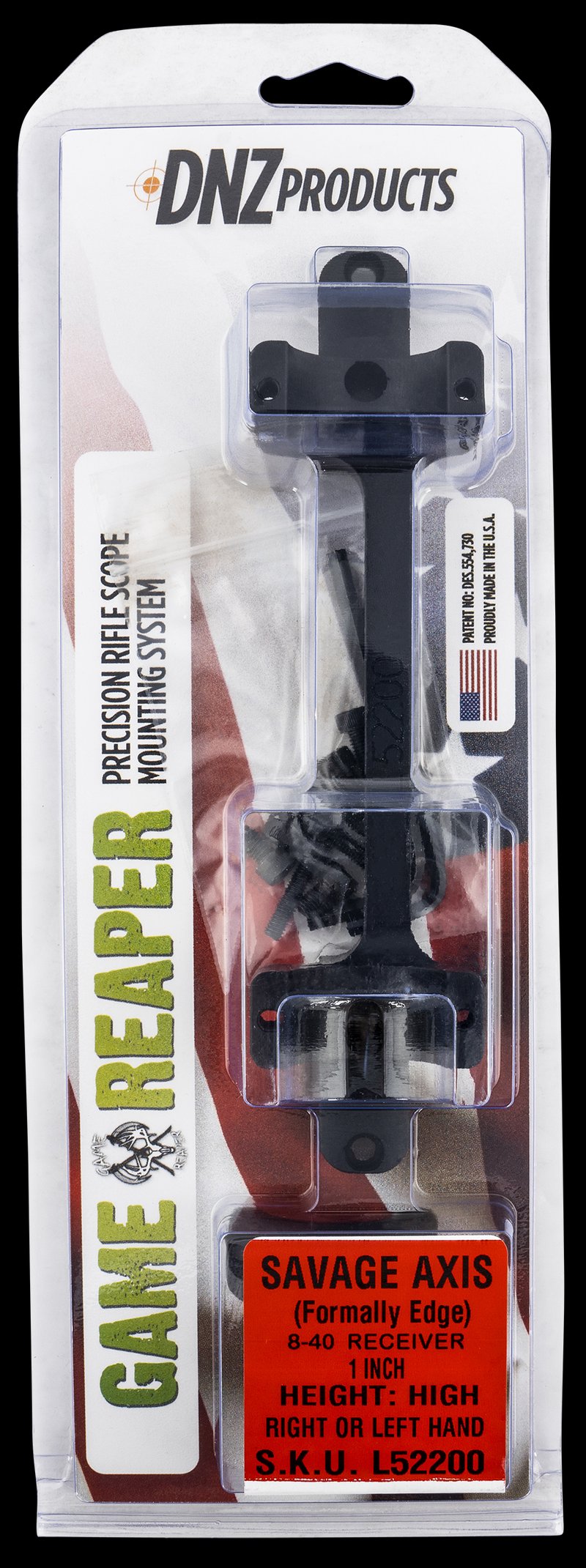DNZ L52200 Game Reaper Scope Mount/Ring Combo Savage Axis/Edge w/8-40 Screw Holes