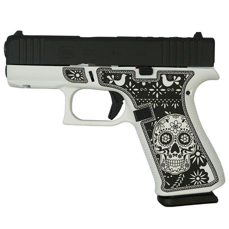 Glock G43X 9mm Front Rails Optic Cut Sugar Skull