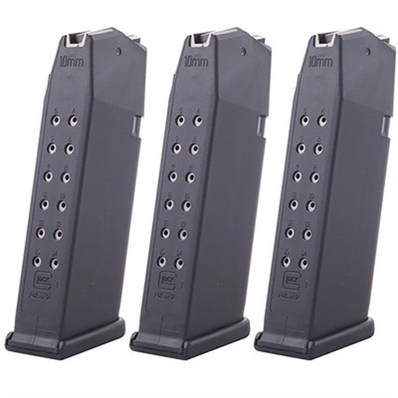 Glock 20 10mm Auto 15rd Magazine Black 3-Pack (Gen 4 Compatible)