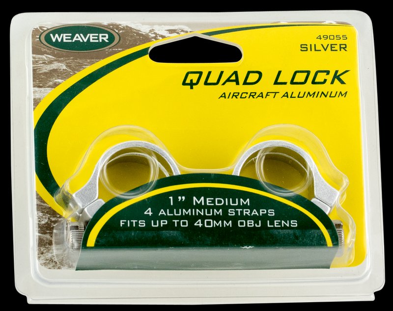 Weaver Mounts Quad-Lock Detachable 1-Inch Scope Rings Silver Finish