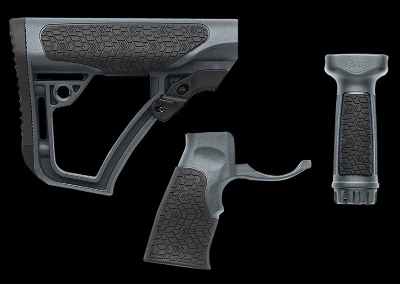 Daniel Defense AR-15 Furniture Kit Tornado Gray Collapsible Stock Pistol Grip Vertical Foregrip