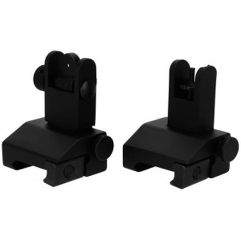 TACFIRE Pop Up Iron Sights Spring Loaded Black Flip Up AR