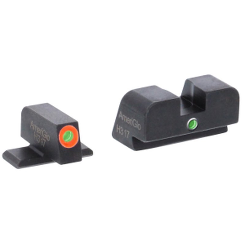 AmeriGlo i-Dot SIG Most Front and Rear Sights 8 Height Green Tritium Orange Outline SG-201