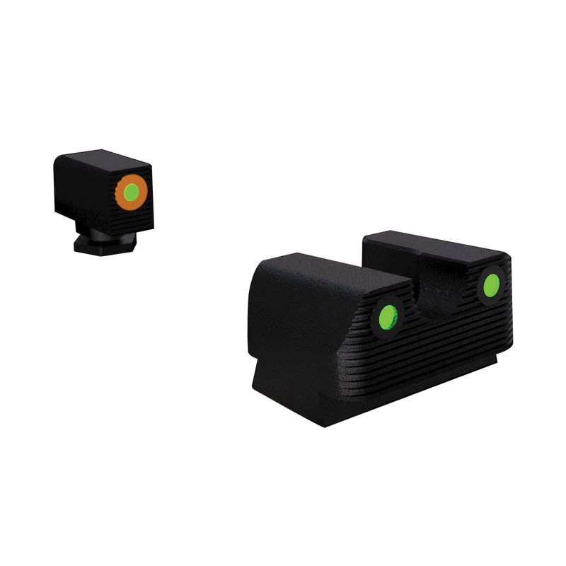 Rival Arms Tritium Standard Height Night Sight for Glock 17, 19 Pistols, Green with Orange Outline