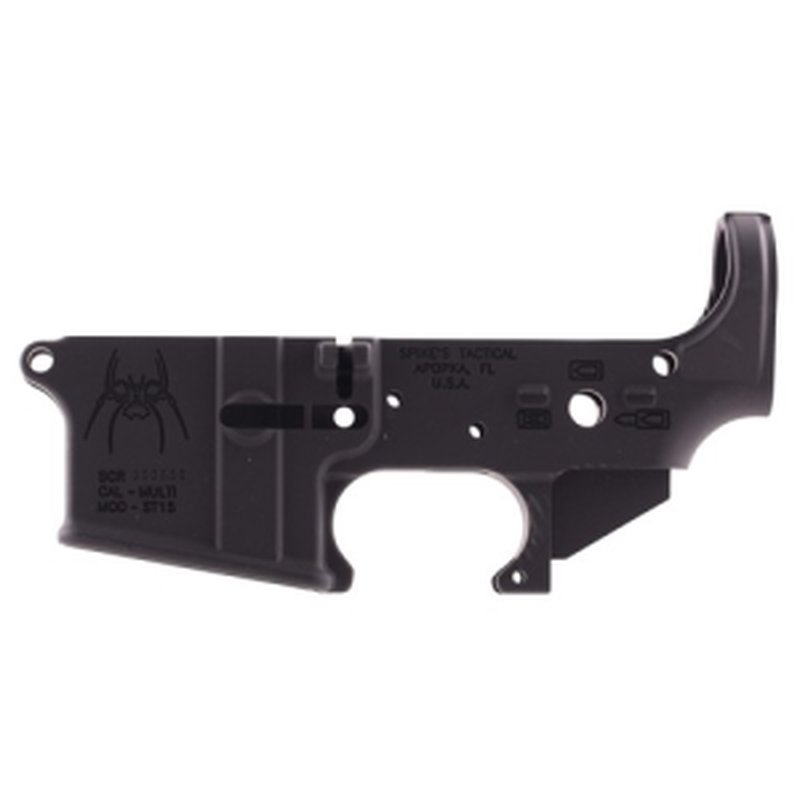 SPIKES TACTICAL Spider Stripped Lower Receiver with Billet Markings Multi-Caliber - Black