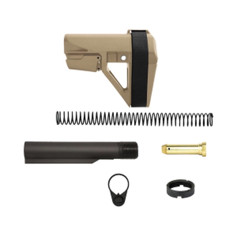 SB Tactical SBA5 Pistol Brace Tan Mil-Spec Carbine Buffer Tube Kit for AR-15