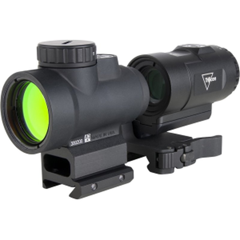 Trijicon MRO SD Patrol Red Dot Sight with 3x Magnifier, 2 MOA Reticle, Matte Black, Q-LOC QD Full Co-Witness Mount