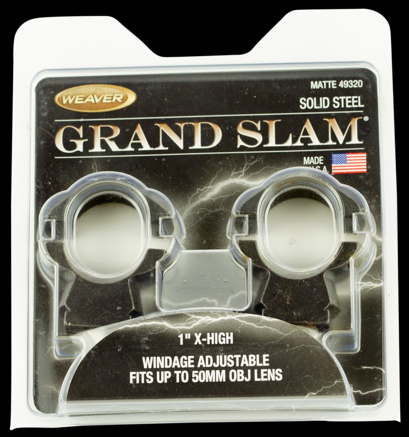 Weaver Mounts Grand Slam Windage-Adjustable Scope Rings 1 in Extra-High Matte Black 49320