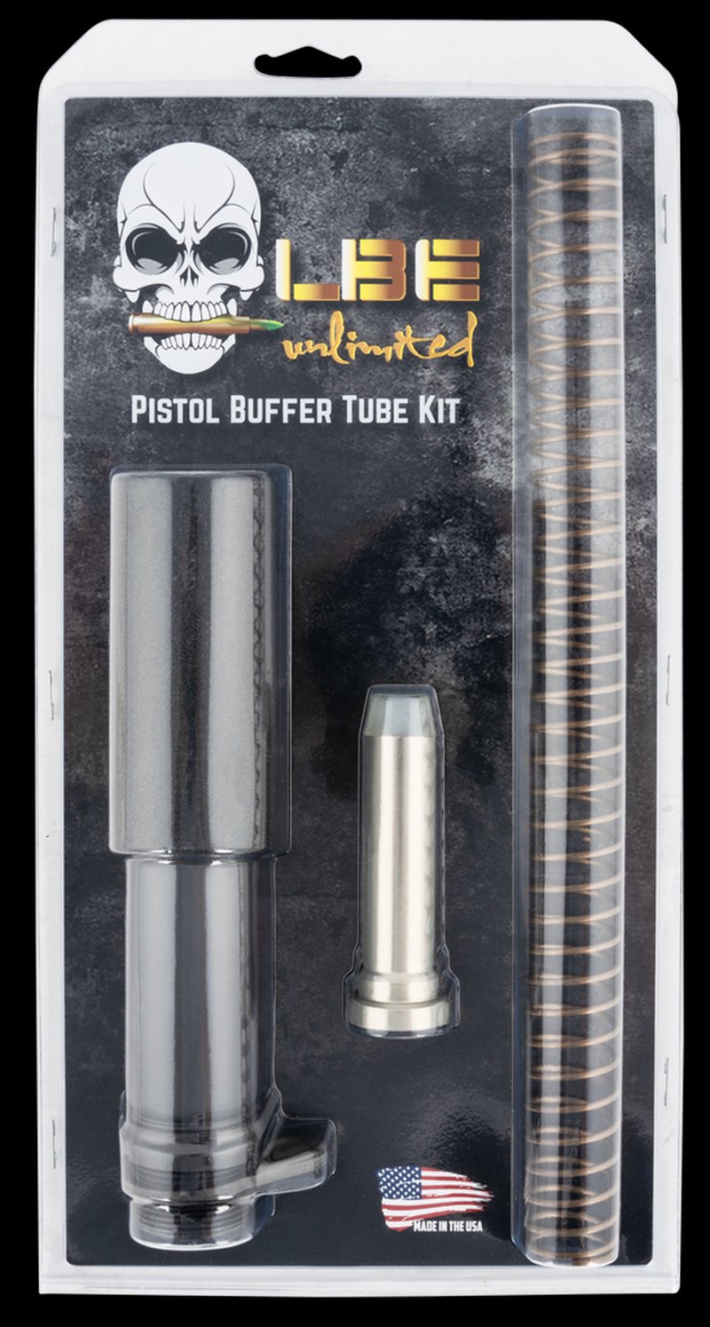 LBE Unlimited PBUFKTCG Pistol Buffer Tube Complete Kit for AR-15 Platform Gray