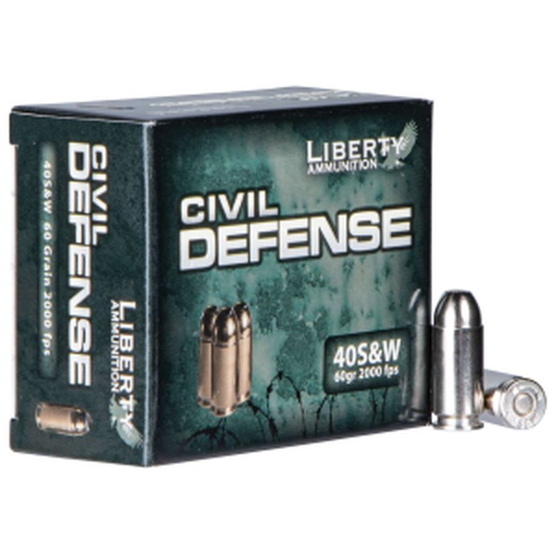 Liberty Civil Defense 40 S&W 60gr HP Ammunition 20 Rounds LA-CD-40-012