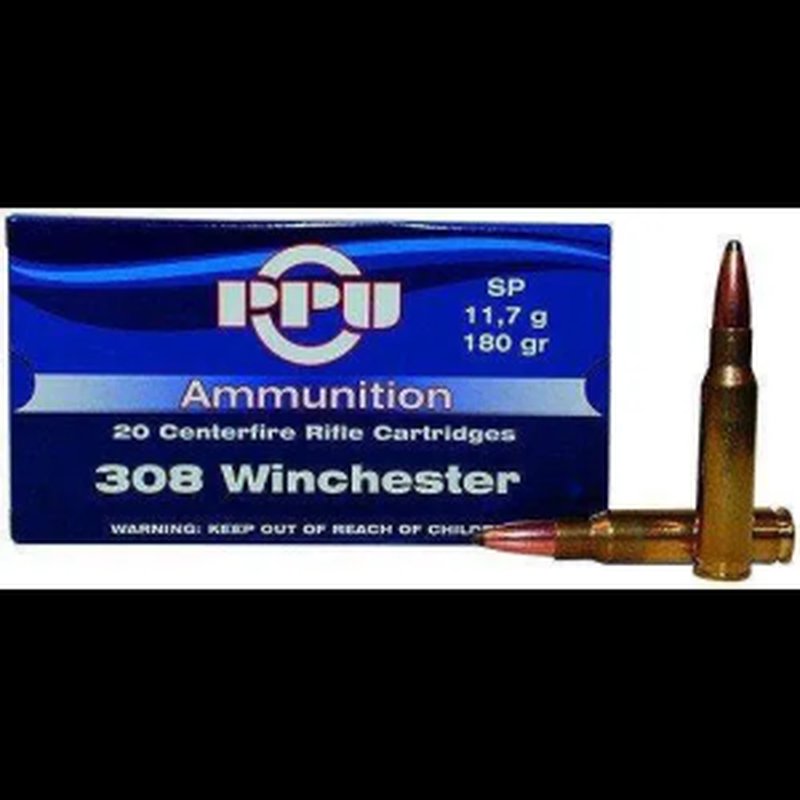 PPU PP3083 Standard Rifle .308 Win 180 gr Soft Point (SP) 20 Bx/10 Cs