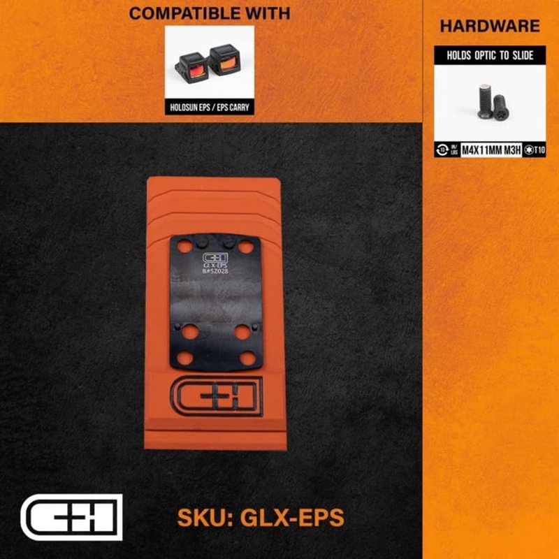 C&H Precision GLXEPS V4 MIL/LEO Adapter Plate for Glock 43X MOS - Holosun EPS Pattern Black
