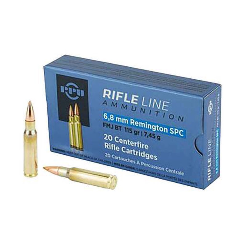 PPU Standard Rifle 6.8mm Remington SPC 115gr FMJ BT Ammo (20 Rounds)
