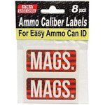 MTM Ammo Caliber Labels MAGS 8-Pack Label Set for Ammo Boxes
