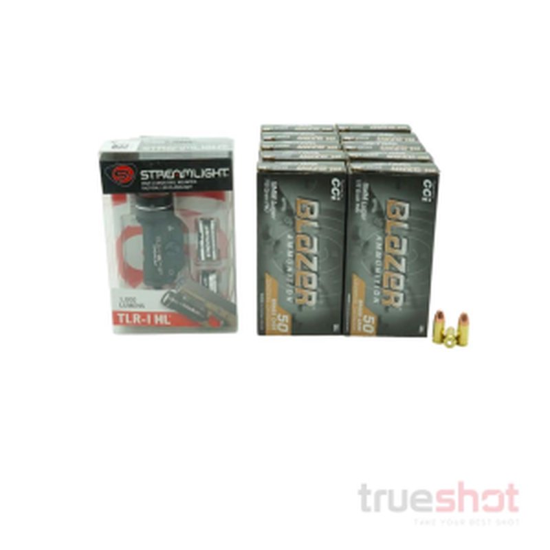 Streamlight TLR-1 Pistol Light Bundle With 500 Rounds Of 9mm Ammunition