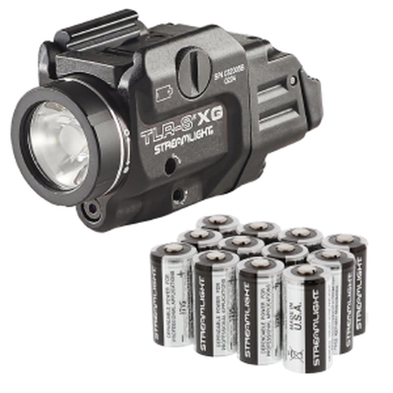 Streamlight TLR-8X G Flex Weapon Light With Green Laser 500 Lumens Bundle 12-Pack Batteries