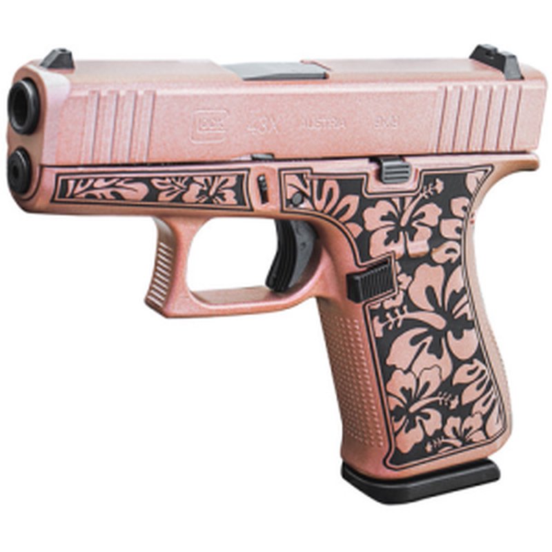 Glock G43 9mm 3.41" 6rd Subcompact Rose Gold Hibiscus Chimera