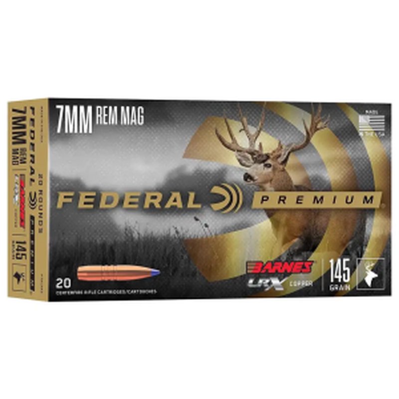 Federal 7mm Rem Mag 145gr Barnes LRX Ammo 20rd