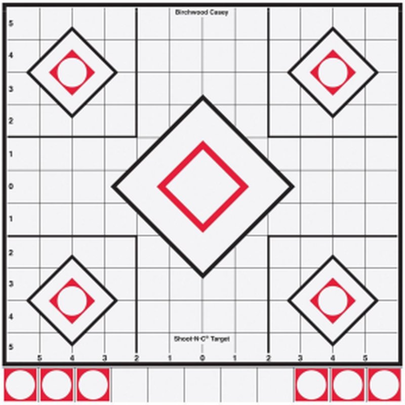 BIRCHWOOD CASEY Shoot-N-C 12" White/Black Sight-In - 5 Targets