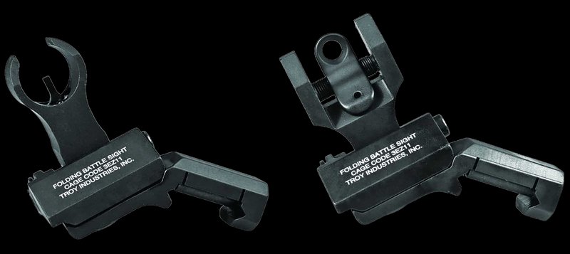 Troy Ind 45-Degree Folding BattleSight Set HK Front Round Rear Black Hardcoat SSIG45SHRBT00
