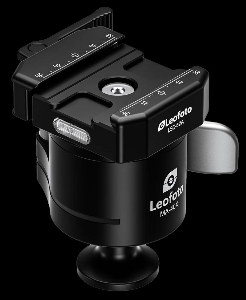 Leofoto USA MA-40X Lever-Release Rapid Lock Ball Head with Hybrid Arca/Picatinny Clamp 44 lb Load