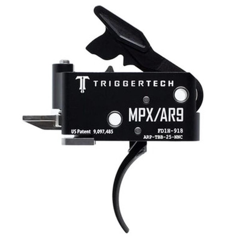 TriggerTech AR9/MPX Two Stage Trigger Black on Black Adaptable Curved 2.5-5.0 lb ARP-TBB-25-NNC
