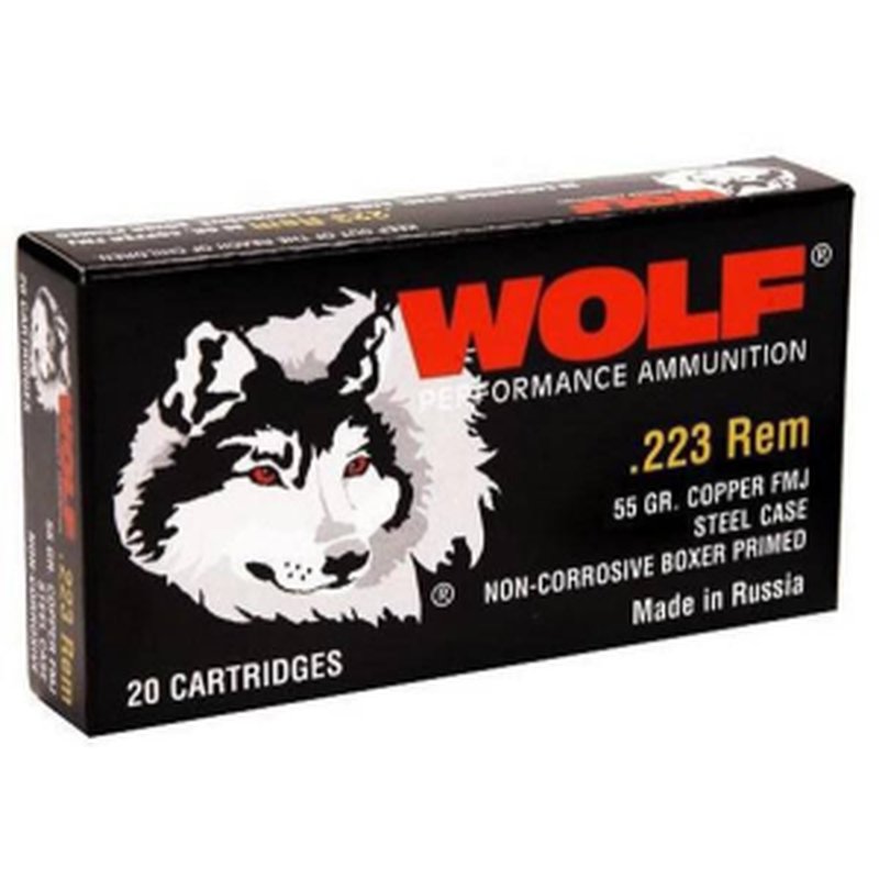 Wolf 223 Remington 55 Grain FMJ Ammunition 20 Round Box